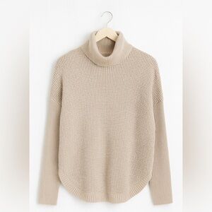 Michael Michael Kors Tan Waffle-knit Turtleneck Sweater, Size S